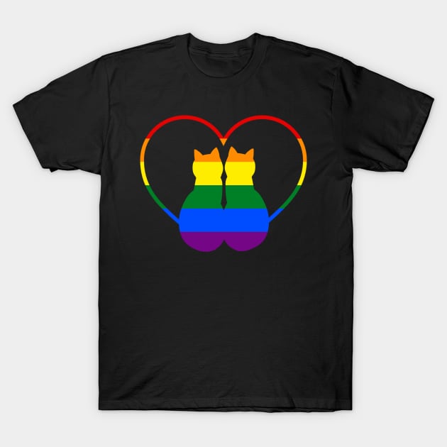 Couple Cat Love LGBT Pride Month T-Shirt by Matthew Ronald Lajoie